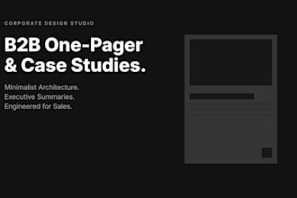 design a high end minimalist b2b case study or one pager