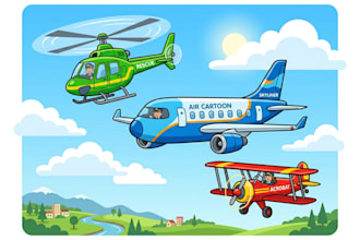 draw aircraft, helicopter, airplane into a vector