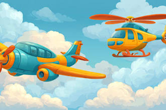 trace airplane, aircraft, helicopter into a vector cartoon