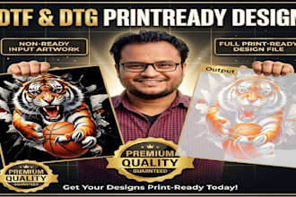 create halftone dtf dtg print ready file for apparel brands