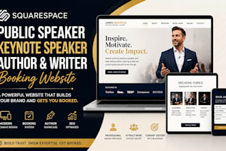 design squarespace public speaker website  author writer publisher website coach