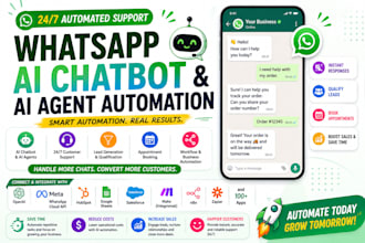 build whatsapp ai chatbot, ai agent, business automation n8n automation