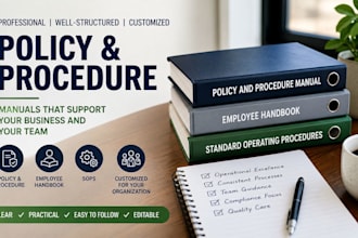 write policy and procedure manual, employee handbook, sops for healthcare