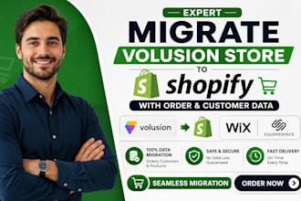 migrate volusion store to shopify with order and customer data wix squarespace