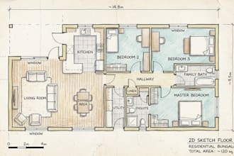 draw 2d floorplan through sketches