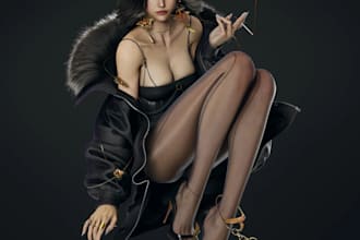 3d anime character figurine,anatomy,export glb,3d vroid,3d rig for film,dark fan
