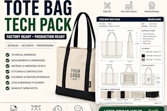 create professional tote bag tech pack for manufacturing