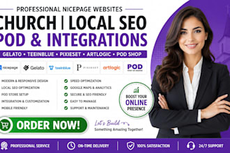 create nicepage church site local SEO gelato teeinblue pixiest artlogic pod shop