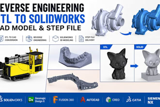 do reverse engineering, convert stl to solidworks cad model and step file