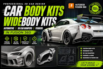 car body kits, widebody kits, automotive, 3d cad bumpers, fenders in fusion 360