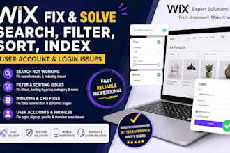 fix wix search filter sort result index user account profile login issues