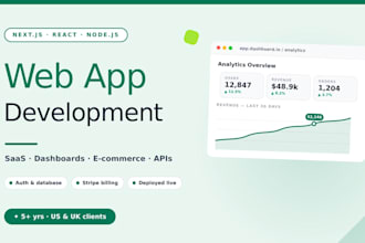 build your nextjs web application or saas dashboard