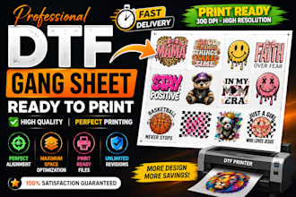 create print ready dtf gang sheets with fast delivery