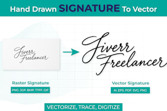 manually trace or digitize your hand drawn signature into vector