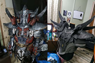 do custom 3d cosplay creation wearable anime greatsword knight armor 3d mask