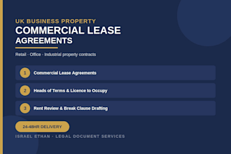 draft UK commercial lease agreement or commercial property contract for business
