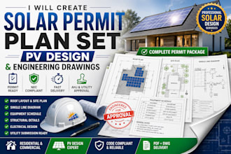 create solar permit plan set, pv design, and engineering drawings