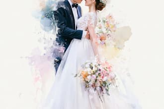 illustrate your wedding venue in watercolor realistically