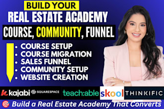 build real estate course website kajabi thinkific skool sales funnel setup ghl