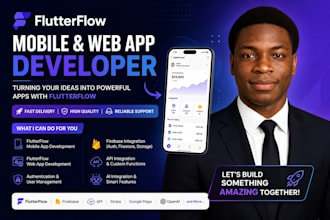 develop android and ios apps using flutterflow, flutter, and ai integration