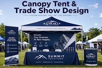 design premium canopy tent, table cover and flag for trade show