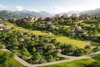 develop 3d model from site data,cgi urban resort,community layout,housing render