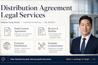 draft a custom distribution agreement service agreement as a contract lawyer