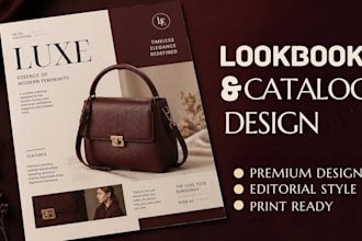 design product booklet, product catalog, canva lookbook and magazine sheet