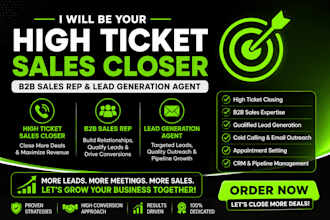 be your high ticket sales closer sales rep sales agent b2b sales leads