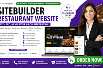 design sitebuilder restaurant site with SEO pod menu setup pod integration
