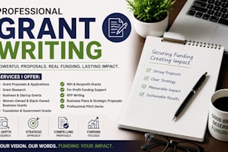 do grant research, apply for grants, write winning grant proposal, business plan