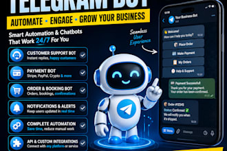 build telegram bot, telegram automation, chatbot, payment bot, telegram API