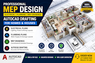 design electrical plans, plumbing layouts, mep drawings, and autocad drafts
