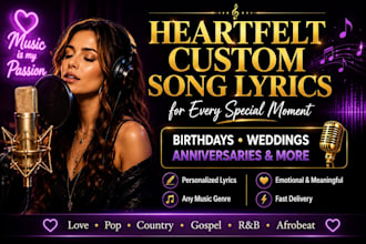write heartfelt custom song lyrics for birthdays weddings anniversaries