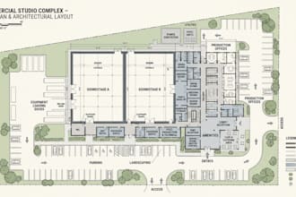 design an expert commercial studio site plans and architectural layouts