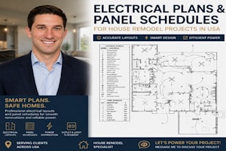 design electrical plans, panel schedules construction drawings house remodel USA