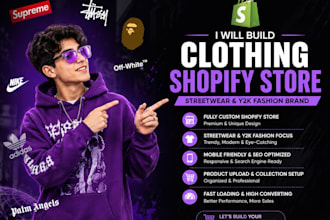 build women shopify store streetwear y2k clothing brand website fashion store