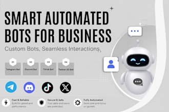 develop tiktok bot, telegram bot, discord bot, twitter x bot