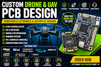 design custom drone, uav, quadcopter pcb, embedded electronics, autopilot board