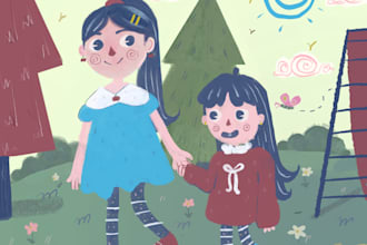 create whimsical childrens book illustrations