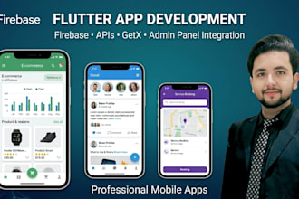 develop a professional flutter mobile app with firebase