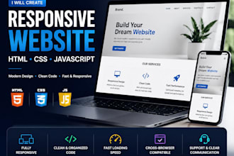 create a responsive HTML CSS javascript website
