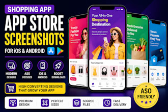 design shopping app store screenshots for ios and android