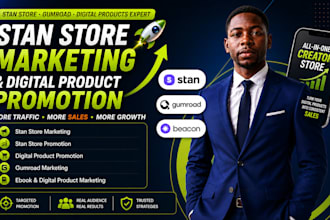 do stan store marketing, digital products promotion, and ebook design