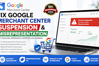 fix your merchant center suspension, misrepresentation google shopping issues