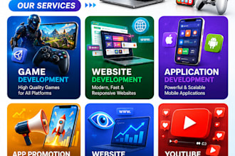 develop website, mobile app and unity game