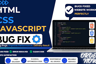 fix HTML CSS javascript website bugs, errors, and responsive issues