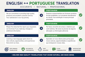 translate english to portuguese and portuguese to english
