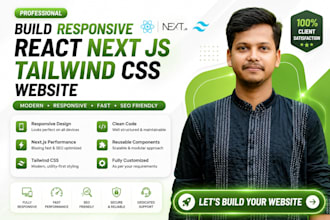 build a responsive react next js tailwind CSS website