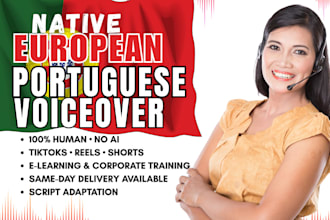 provide authentic female european portuguese voice over for tiktok and elearning
